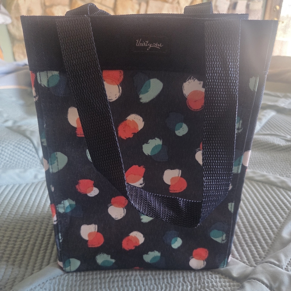 Thirty-One Navy Polka Dot Tote Bag